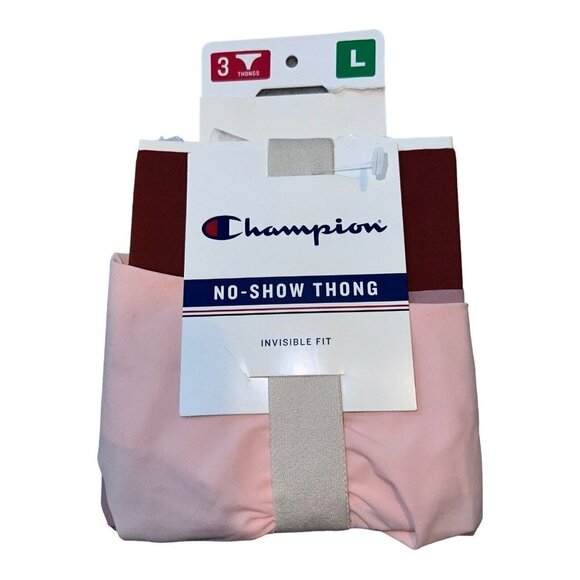 NWT CHAMPION No Show Thong Pink Red Peachy Pink Intimates Womens Size Large - Picture 1 of 3